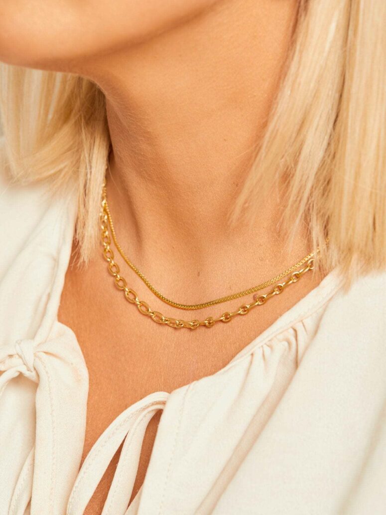 Doppelreihige Halskette in Gold