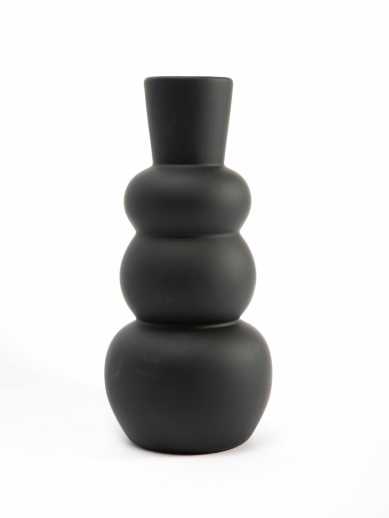 Matt-Schwarze Vase in Kugelform